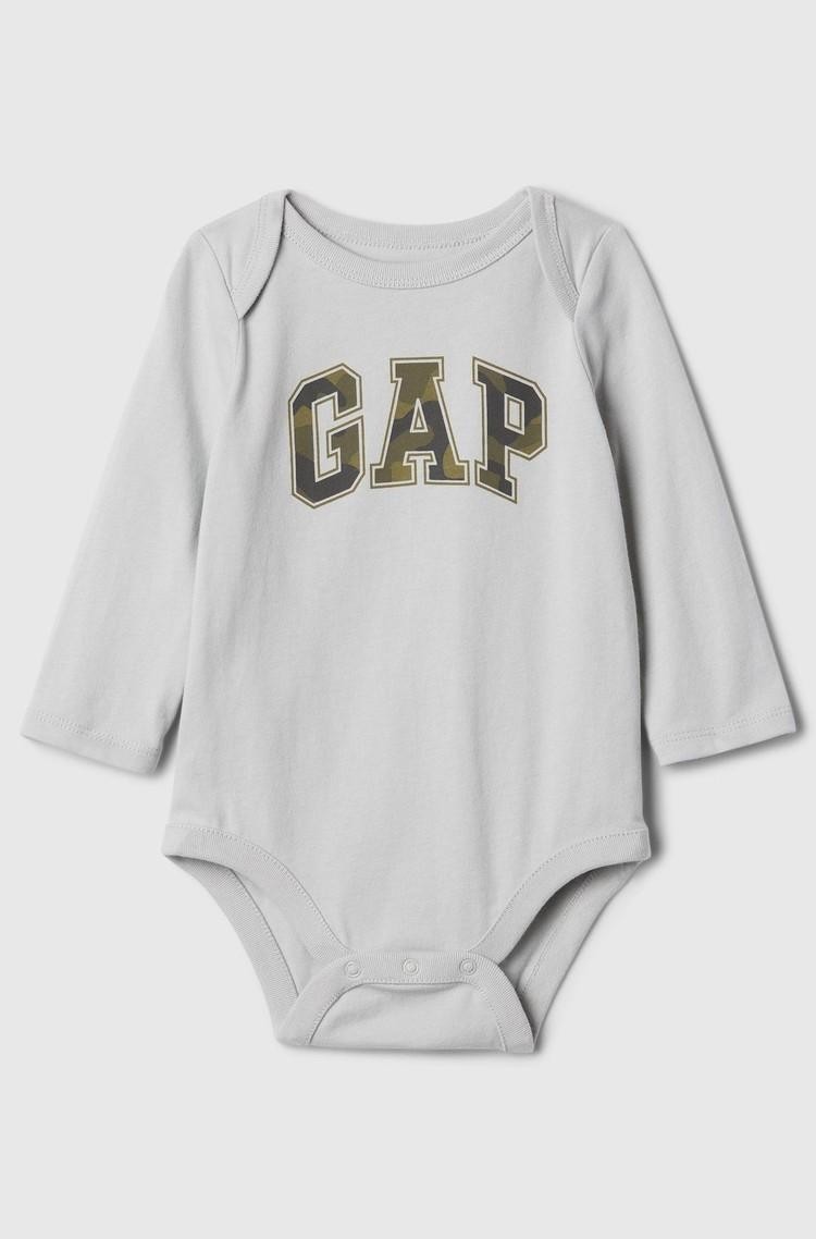GAP Gap logo bodi z dolgimi rokavi za dojenčke Bela - High Rise 15-4101 Tcx 