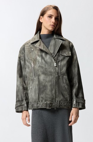 Bombažna jakna z videzom usnja in lahkim polnilom