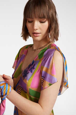 ELENA MIRO Printed midi dress in viscose Multi 4