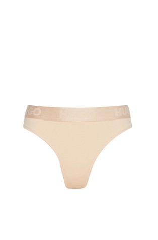 Stretch-cotton thong with logo waistband