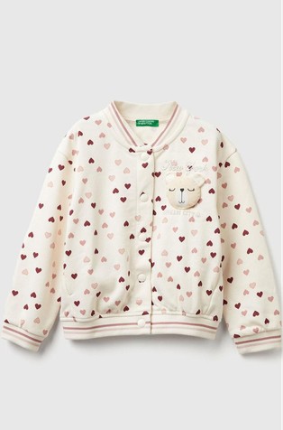 Bomber in sweat fabric with heart print