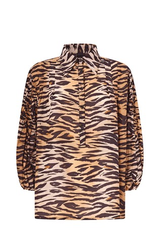 Bluza iz bombaža in svile z živalskim vzorcem