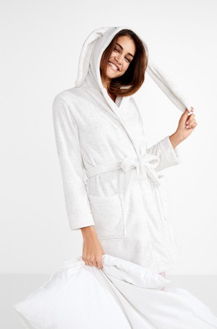 Fluffy robe with bunny ears