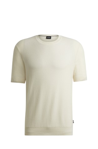 Regular fit pletena majica s kratkimi rokavi in logo zastavico