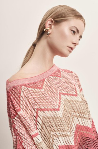 AKEP Perforated knit sweater with pattern Multi Pink 2
