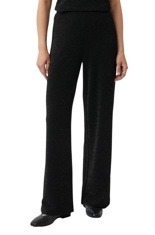 Svetleče pletene hlače s širokimi hlačnicami