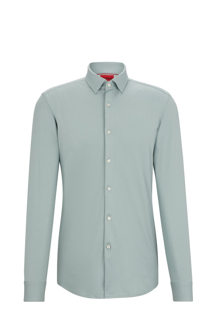 HUGO BOSS Slim-fit shirt in performance-stretch jersey Green 