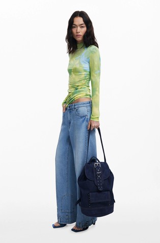 DESIGUAL Medium denim nahrbtnik z več načini nošenja Modra - Dark Blue 7