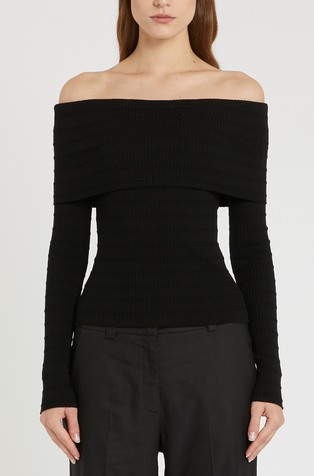 Viscose-blend cowl-neck sweater