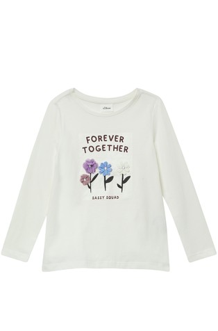 Long sleeve with glitter print and 3D flowers