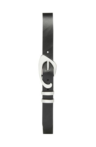 Leather belt with decorative buckle
