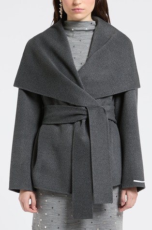 Wool jacket with belt