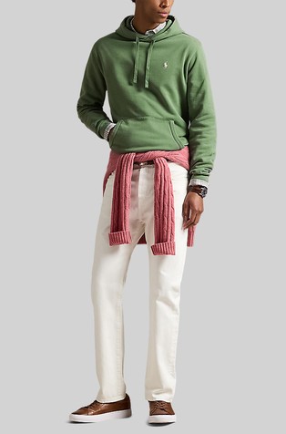 RALPH LAUREN Pulover s kapuco in frotirano notranjostjo Zelena - Fatigue 4