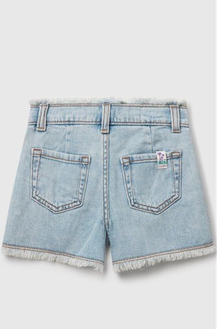 BENETTON Denim kratke hlače z resastimi robovi Modra - Light Blue 2