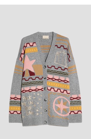 Wool blend cardigan with exclusive motifs