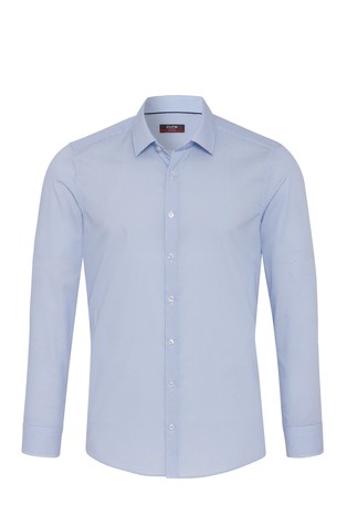 Slim fit City vzorčasta srajca z dolgimi rokavi