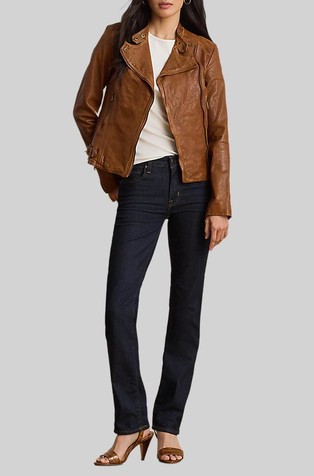 Slim fit jeans hlače z visokim pasom in ravnimi hlačnicami