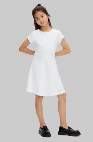 Obleka s kratkimi rokavi iz punto milano tkanine