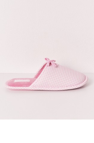 Karirasti copati z dekorativno pentljo