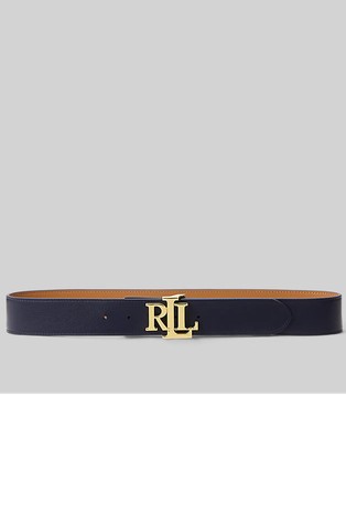 Logo Reversible Leather Wide Belt