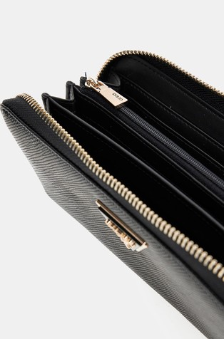 GUESS Laurel velika denarnica s saffiano vzorcem Črna - Black 4