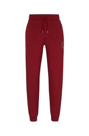 HUGO BOSS Bombažna trenirka s frotirano notranjostjo in logotipom Rdeča - Red 5