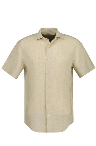 Regular fit short-sleeved linen shirt