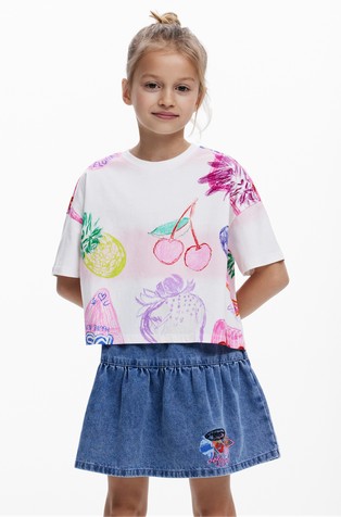Cropped T-shirt with print