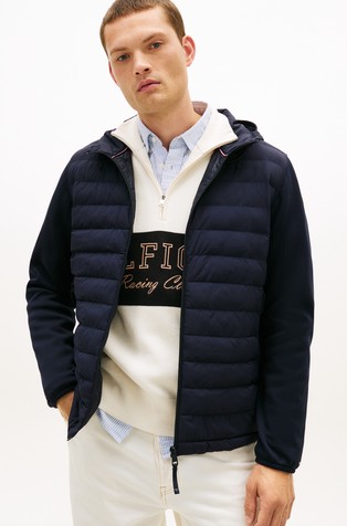 Zip-thru Hoodie in Mixed Fabrics