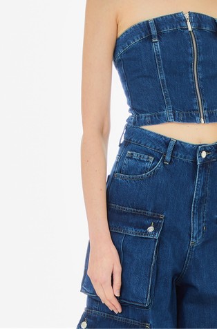 LIU JO Denim kombinezon z odkritimi rameni Modra - Blue 3