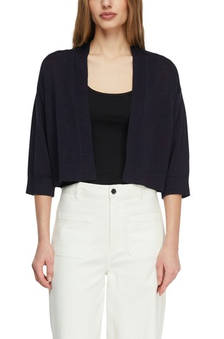 Shortened fine knit cardigan with 3/4 sleeves