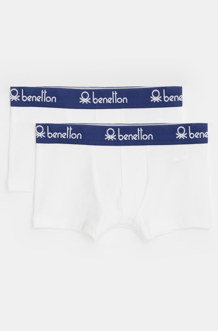 BENETTON Paket 2 boksaric z logo pasom Bela - White 