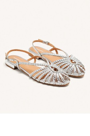 Prepletene balerinke z odkrito peto iz kovinsko svetlečega usnja