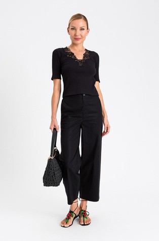 Relaxed fit stretch poplin trousers