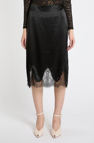 Satin skirt with lace