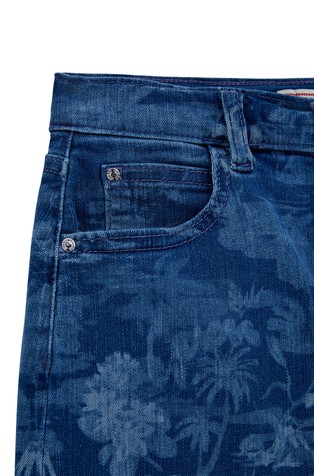 GUESS Mini denim krilo s cvetličnim vzorcem Modra - Blue 3