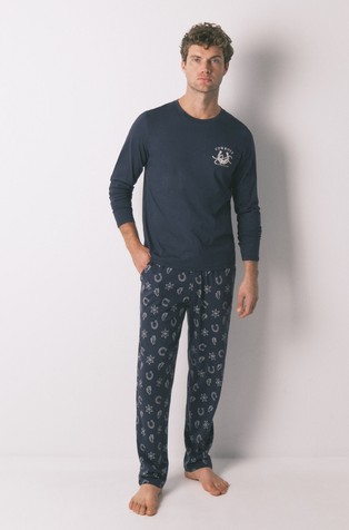 Country bombažna pižama z dolgimi rokavi