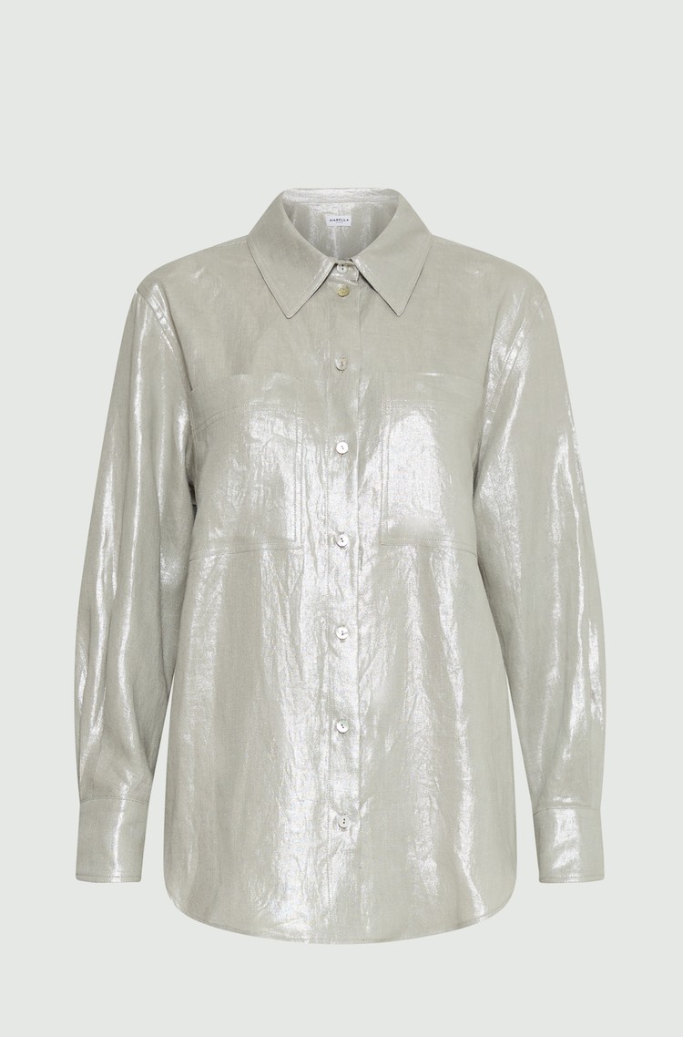 MARELLA Svetleča lanena srajca Siva - Light Gray 