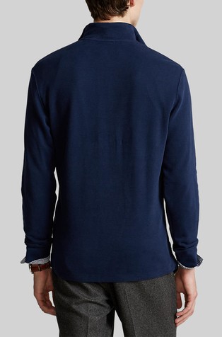 RALPH LAUREN Pleten bombažen pulover z delno zadrgo Modra - Blue 2