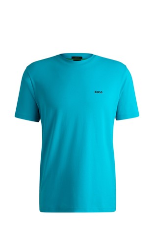 Stretch-cotton regular-fit T-shirt with contrast logo