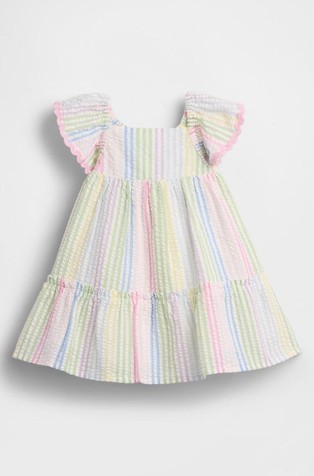 Baby Striped Seersucker Flutter Tank Dress