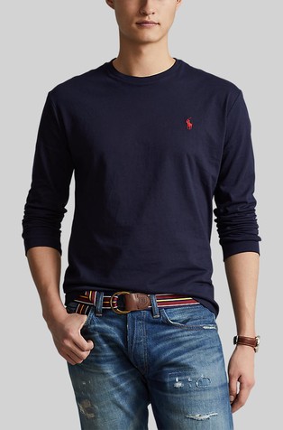 Classic fit bombažna majica z dolgimi rokavi
