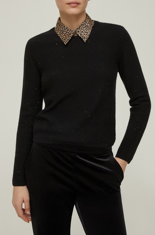 Pleten pulover z mikro bleščicami