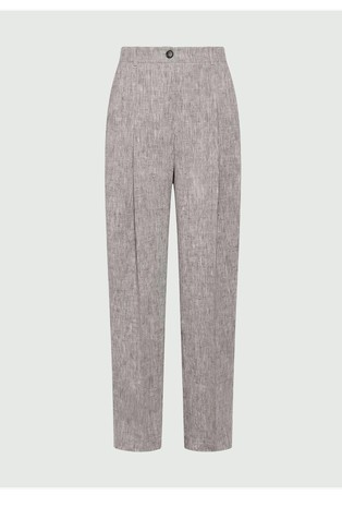 Linen barrel-leg trousers
