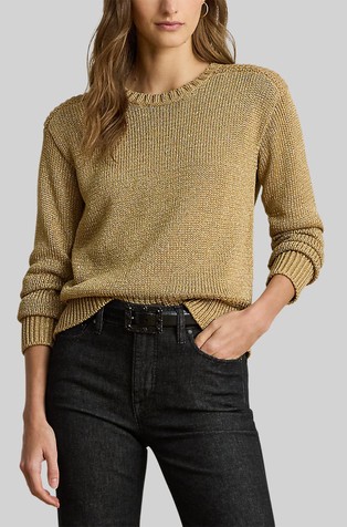 Metallic Cotton-blend Crewneck Sweater