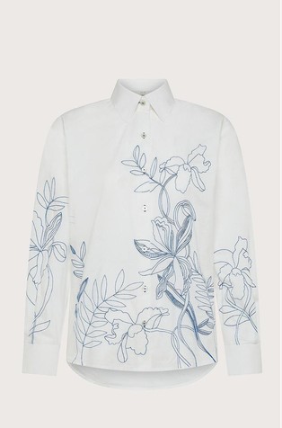 Cotton shirt with cornely embroidery