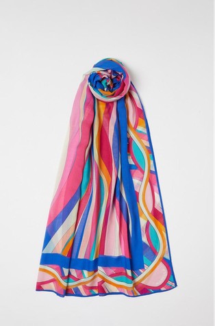 Modal and silk-blend stole with pattern