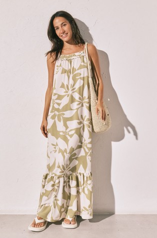 Floral long dress in viscose