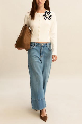 Cropped jeans hlače z visokim pasom
