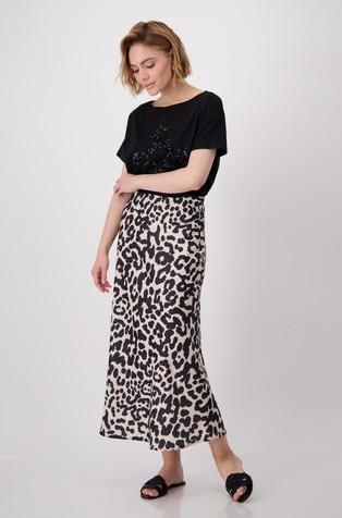MONARI Skirt with leopard pattern Black / Beige 5